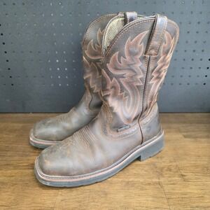 Wolverine Rancher Wellington Steel Toe Boots Mens 8.5M Brown Leather Square Toe